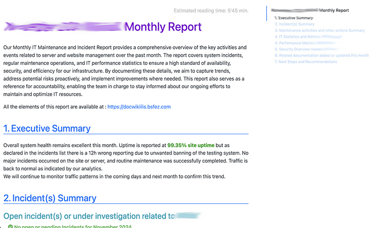 Monthly Report